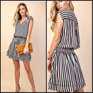 Kori America Black and White Striped Dress